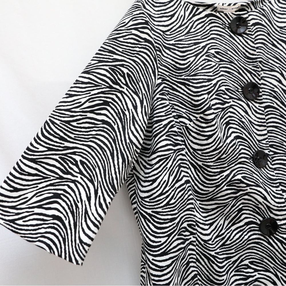 Edward Woman jacket zebra animal print black white plus size 2X cotton trendy - Picture 4 of 6